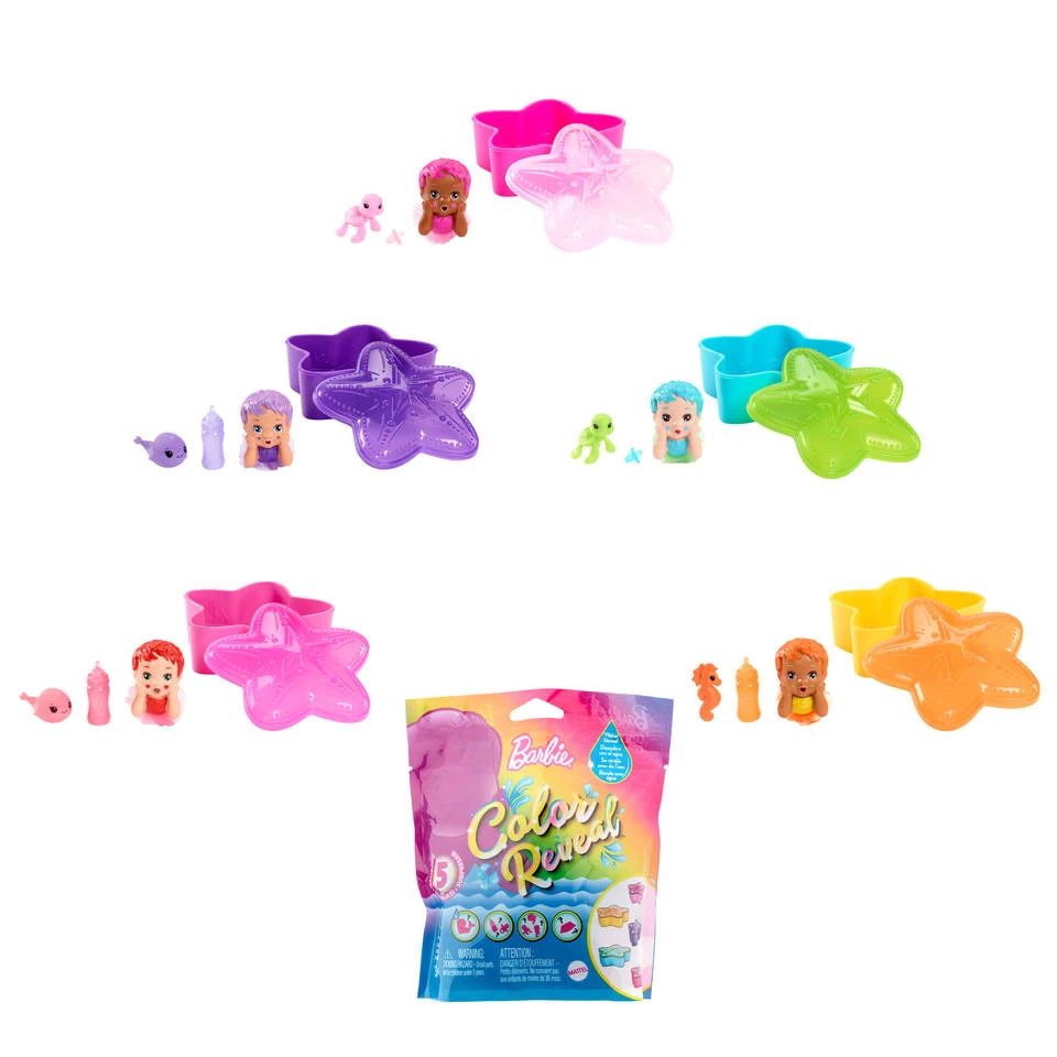 Barbie Color Reveal Regenboog Zeemeerminnen Baby's 3 Barbie Color Reveal Regenboog Zeemeerminnen Baby's