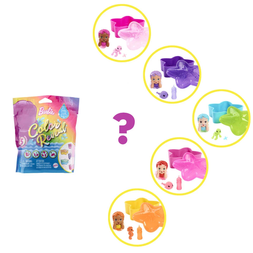 Barbie Color Reveal Regenboog Zeemeerminnen Baby's 4 Barbie Color Reveal Regenboog Zeemeerminnen Baby's - Afbeelding 2