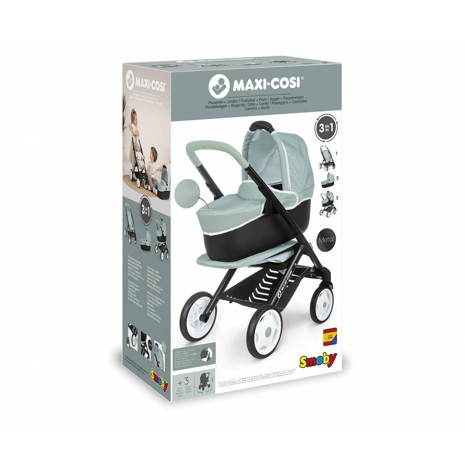 Smoby Maxi Cosi En Quinny Combi 3 In 1 Poppenwagen - Groen 6 Smoby Maxi Cosi En Quinny Combi 3 In 1 Poppenwagen - Groen - Afbeelding 4